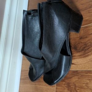 Leather peep toe booties